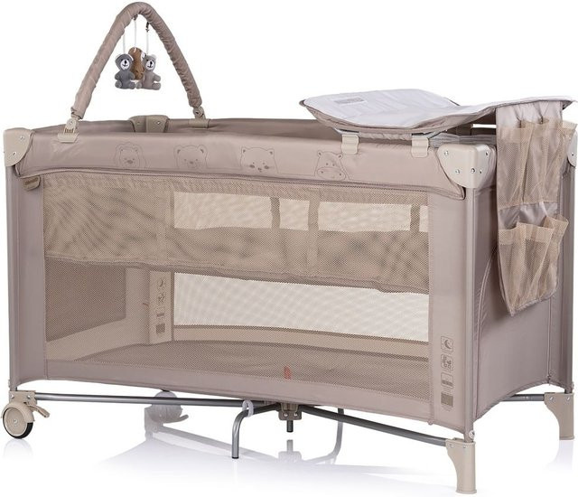 Chipolino Reisebett Luna in Beige und Braun mit 2 Ebenen, Wickelauflage, Spielbogen und Faltmatratze - Bild 1
