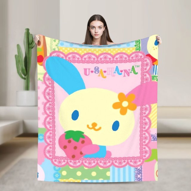Usahana Cartoon Plüschdecke aus Flanell mit Werft-Muster, superweiche Tagesdecke für Kinder und Erwachsene, Mehrfarbig - Bild 1