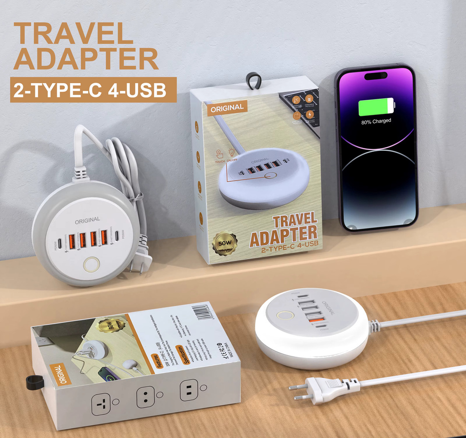 Multi Ports USB-C Schnellladegerät mit 50W PD Power Adapter in Weiß für iPhone, Xiaomi, Huawei und Samsung - Bild 2