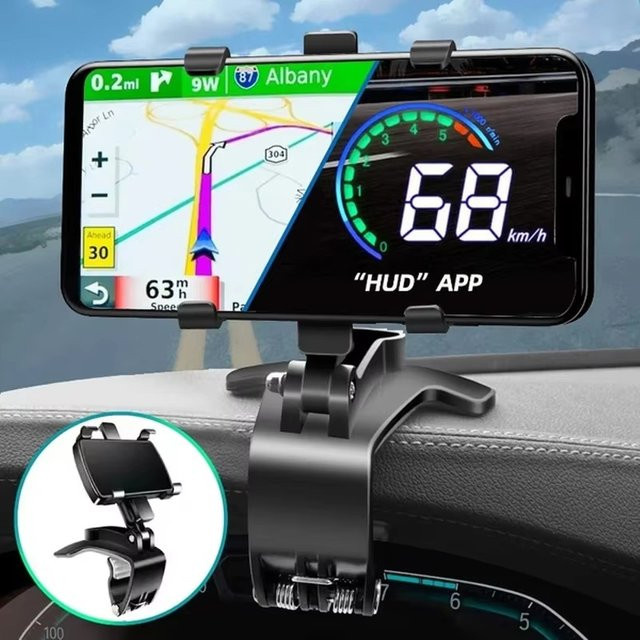 BRYNTHORX Multifunktionaler Auto-Handyhalter für das Armaturenbrett mit 360 Grad Drehung und GPS-Halterung, Schwarz - Bild 1