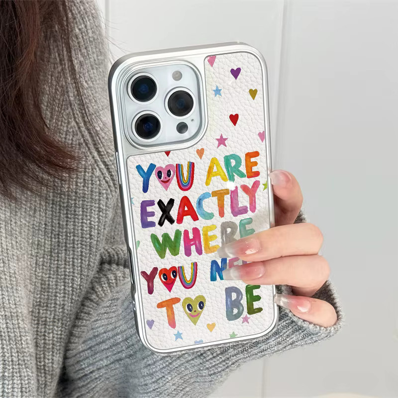 AIR PLUS Sturzsichere Handyhülle mit Leder-Textur und bunten Buchstaben für Apple iPhone 11 bis 16 Pro Max, Mehrfarbig - Bild 4