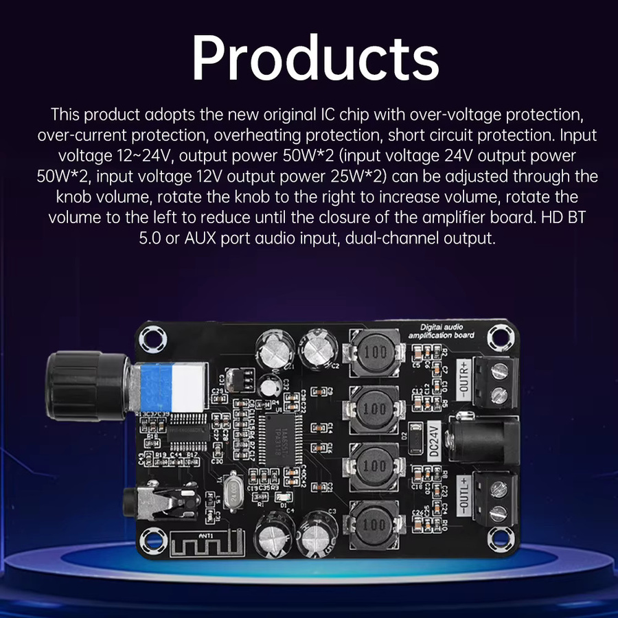 diymore XH-A415 Bluetooth 5.0 Digitales Audio-Leistungsverstärkermodul TPA3118D2 Zweikanaliger Klasse-D Audio-Verstärker 50W*2 Schwarz - Bild 5