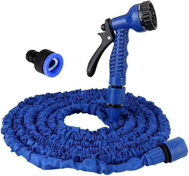 Jiachengjingde Ausziehbarer Gartenschlauch Flexibles Wasserschlauch-Set in Blau, Länge: 45,72 m - Bild 1