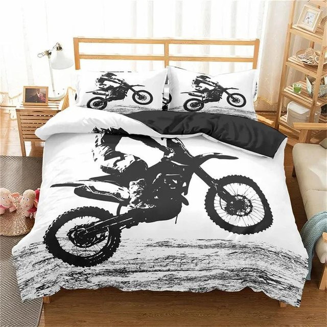 Bettwäscheset Motocross Extremsport von Lodestar mit Bettdeckenbezug und Kissenbezug, Farbe Schwarz, B/H: 135 x 200 cm - Bild 1