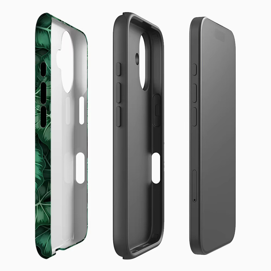 Robuste Handyhülle mit grünem Blattmuster für iPhone 17 16 15 14 13 Pro Max Plus von Potdemiel - Bild 2