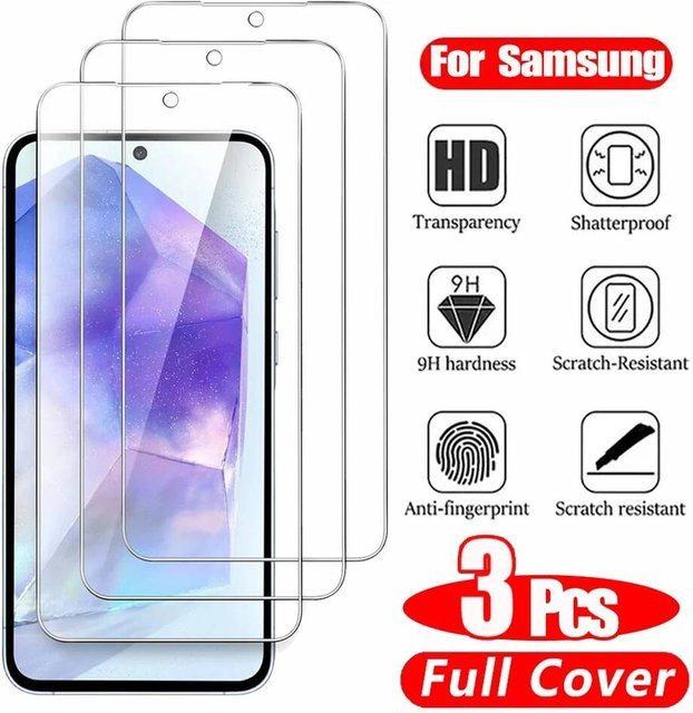 3er-Set Displayschutzfolie aus gehärtetem Glas für Samsung Galaxy S26 S25 Ultra und weitere Modelle, transparent - Bild 1