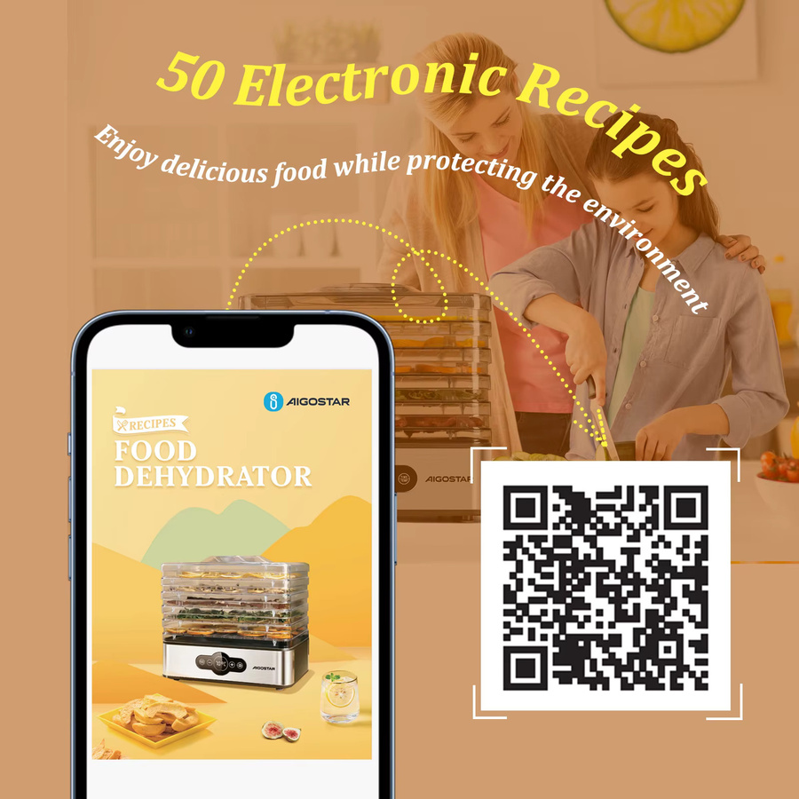 Aigostar Crispy Lebensmitteltrockner mit 240W und 5 Tabletts sowie digitaler Steuerung zur Trocknung von Obst, Fleisch und Gemüse - Bild 5