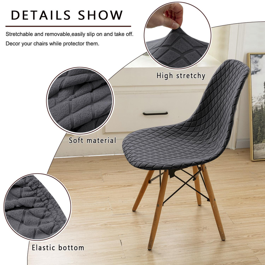 Yiran Furniture Jacquard Schalensesselbezug in Grau, Staubdichter Sesselbezug aus Polyester für Esszimmerstühle oder Balkonsessel, B/T/H: 35 x 38 x 38 cm - Bild 3