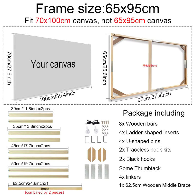 Little PP Holzrahmen für Leinwanddrucke und Diamant-Malerei, beige, B/H: 65 x 95 cm, passend für 70 x 100 cm Bilder und Poster - Bild 2