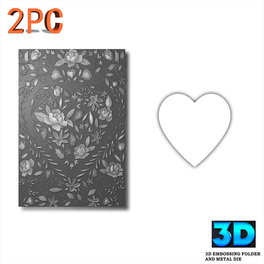 Bee Flower Heart 3D-Reliefordner und Schneidform Set für Kartenherstellung und Scrapbooking - Bild 2