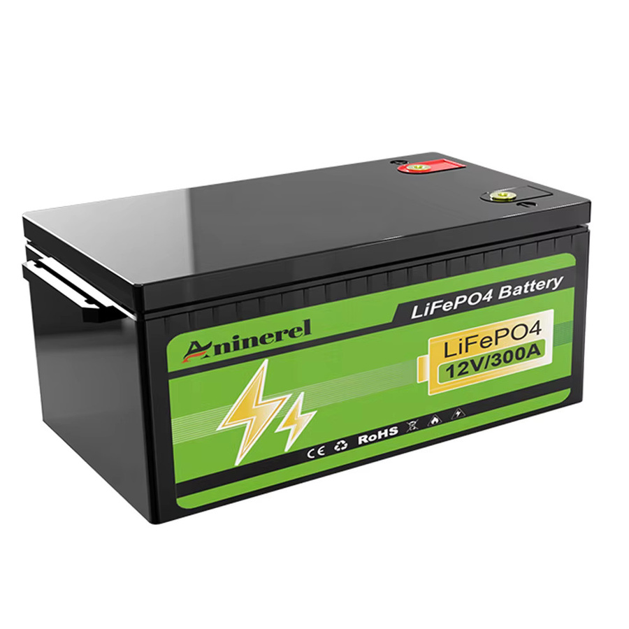 Aninerel LiFePO4-Batterie 12V 300Ah mit 3840Wh Kapazität, tragbare Solarbatterie für den Außenbereich in Schwarz mit integriertem Bluetooth-BMS - Bild 5