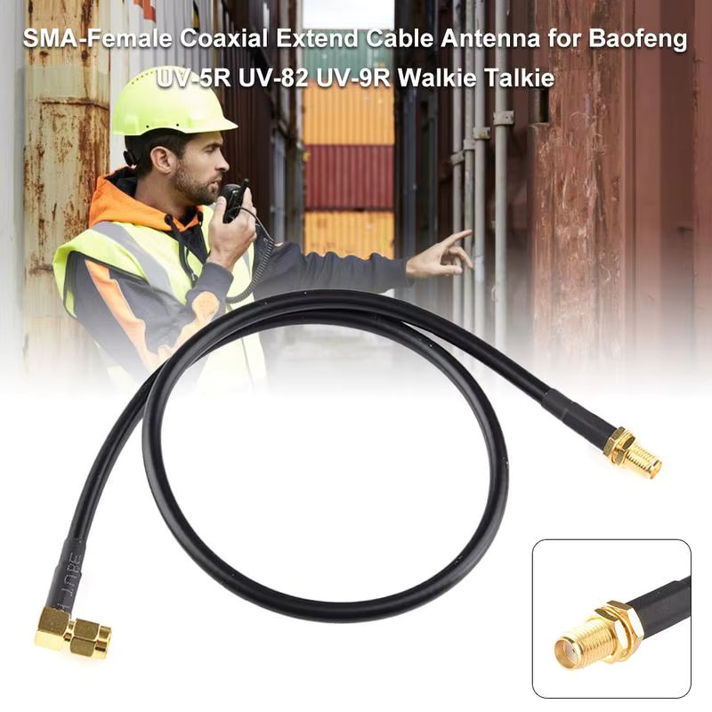 Onscersoco Antennen Verlängerungskabel SMA Männlich-Weiblich Koaxialkabel für Baofeng UV-5R UV-82 UV-9R Walkie Talkie, Farbe: Schwarz - Bild 2