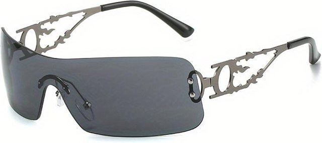 Fable Sonnenbrille Wrap-Around, randlos, Metal, grau, Unisex - Bild 1