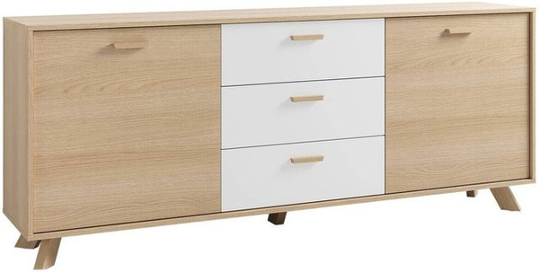 Sideboard BASTIAN byLIVING Eiche weiß modern B/H/T: 180 x 72,5 x 36,5 cm