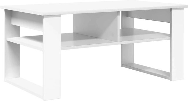 vidaXL Couchtisch mit Speicher in Weiß, moderner Couchtisch aus Holzwerkstoff, B/T/H: 96 x 54 x 44 cm - Bild 1