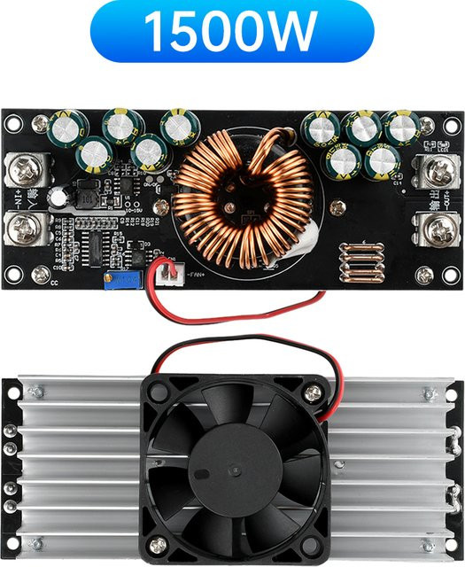 Ziqqucu DC-DC Abwärtswandler 1500W 50A Einstellbares CC CV Konstantspannungs-Stromversorgungsmodul DC15-90V zu 2,5-72V in Schwarz - Bild 1