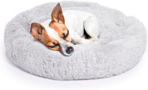 LITTLE LORD Hundebett Ceddie Donut in Hellgrau mit erhöhtem Rand und rutschfester Unterseite, Größe L - Bild 1