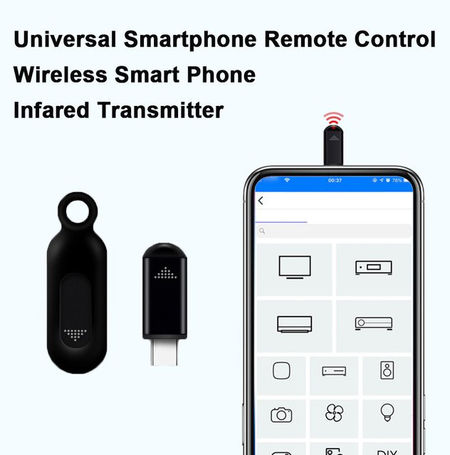 Abdo Universeller IR-Blaster-Adapter Typ C für iPhone und Android, Infrarot-Fernbedienung für TV, Klimaanlage und Ventilator, Schwarz oder Silber - Bild 1