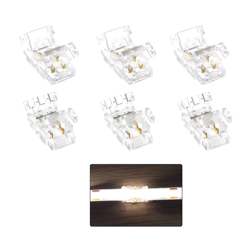 10 Stück 2-Pin 8mm COB LED Streifen Verbinder für die lötlose Verbindung von LED Streifen zu Draht in Transparent - Bild 2