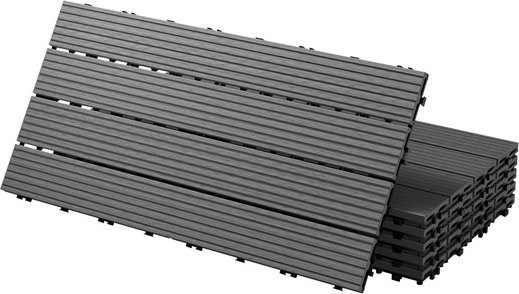 ECD Germany WPC Terrassenfliesen Anthrazit in Holzoptik, 30er Set, B: 60 cm, T: 30 cm - Bild 1
