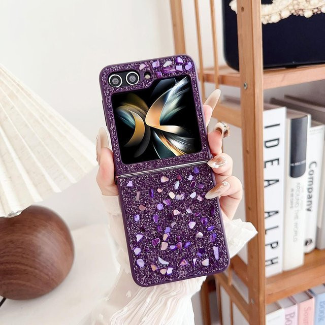 Funkelnde Diamant Handyhülle mit weicher Kante aus TPU für Samsung Galaxy Z Flip 7 6 5 4 3 in Purple - Bild 1