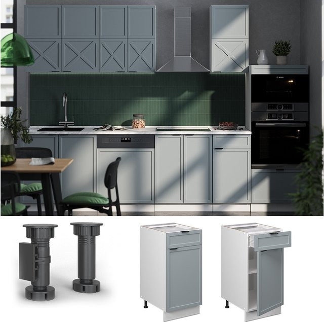 Vicco Schubunterschrank Fame-Line in Weiß, Hellblau und Grau ohne Arbeitsplatte, Breite: 40 cm - Bild 1