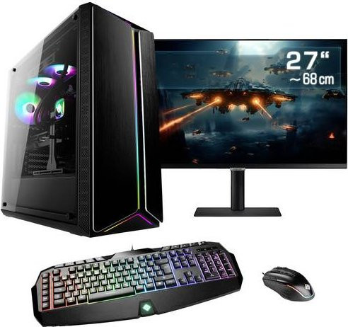 CSL Computer Gaming PC M10450 Desktop PC in Schwarz mit 27 Zoll WQHD Monitor, AMD Ryzen 7 7800X3D, 32GB RAM, 2000GB SSD und AMD Radeon RX 7900 XT 20GB GDDR6 - Bild 1