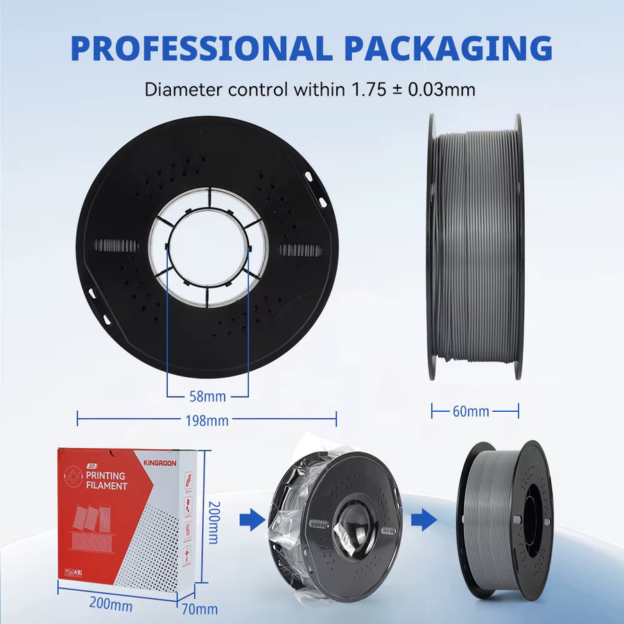KINGROON PETG Filament 1,75mm Grau, 10kg (10 Rollen) für FDM 3D-Drucker - Bild 5