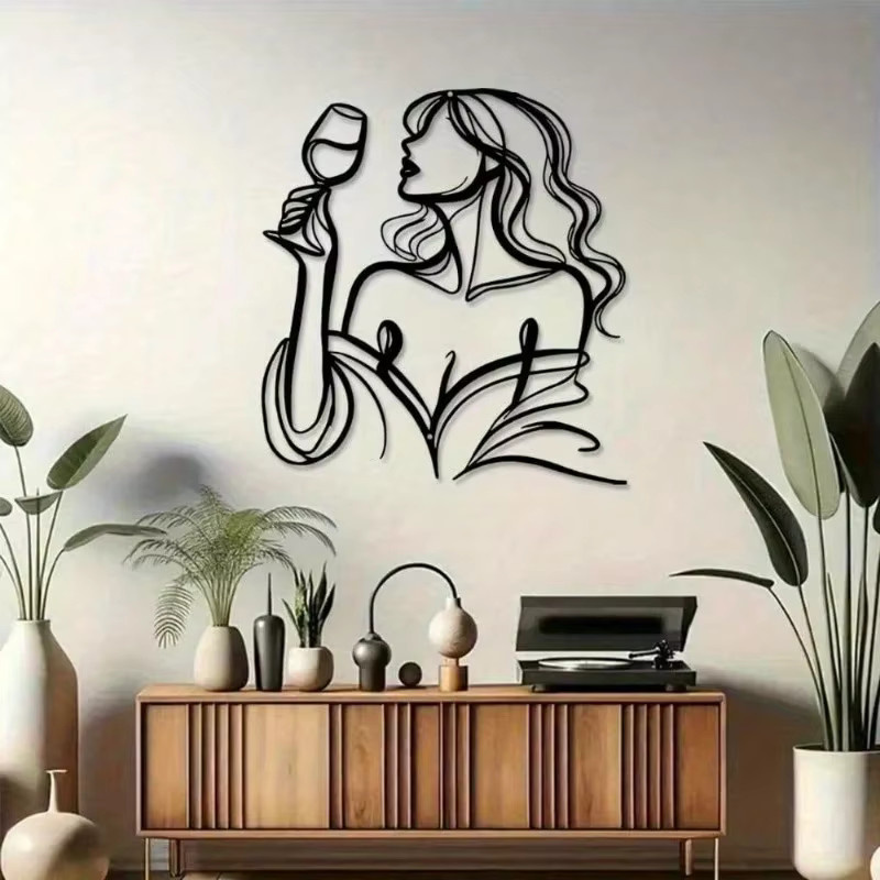 Langhaarige Lady&Raised Wandskulptur von CIFBUY aus Glas und Metall in Schwarz - Bild 3