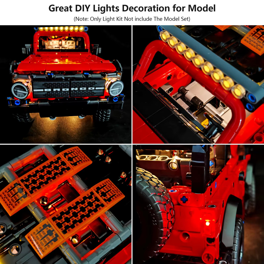 LYBMTWF LED-Beleuchtungsset für Lego 42213 Rennwagenmodell in Schwarz (ohne Bausteine) - Bild 4