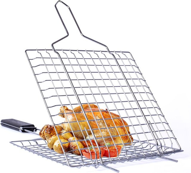 TOMTOP JMS Antihaft-Grillkorb aus Metall in Silber für Fleisch und Fisch - Bild 1