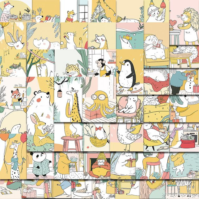 50 Stück Motiv-Aufkleber mit süßen Tier-Motiven in Multicolour für Laptop, Gepäck und Scrapbooking - Bild 1