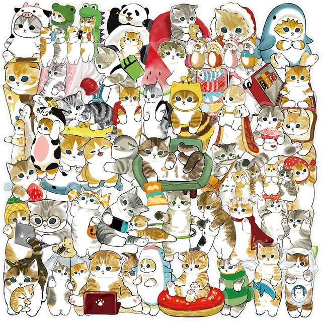 GOGOTU Cartoon-Katzen-Aufkleber, transparent, 50-teiliges Set - Bild 1