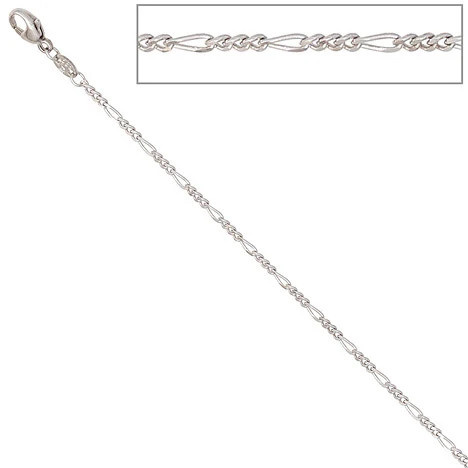 Colfem Figarokette 585 Weißgold, 1,7 mm, 45 cm, Unisex - Bild 1