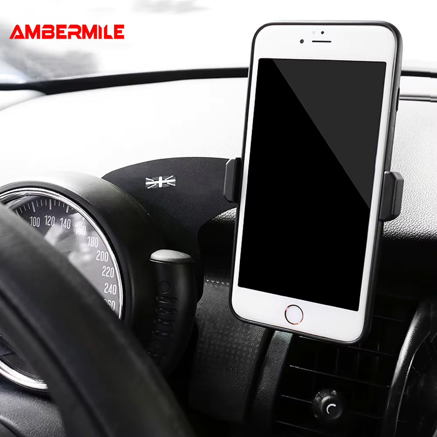 AMBERMILE Handyhalterung im Union Jack Design für Mini Cooper Clubman F55 F56 F54 F60, Grau - Bild 1