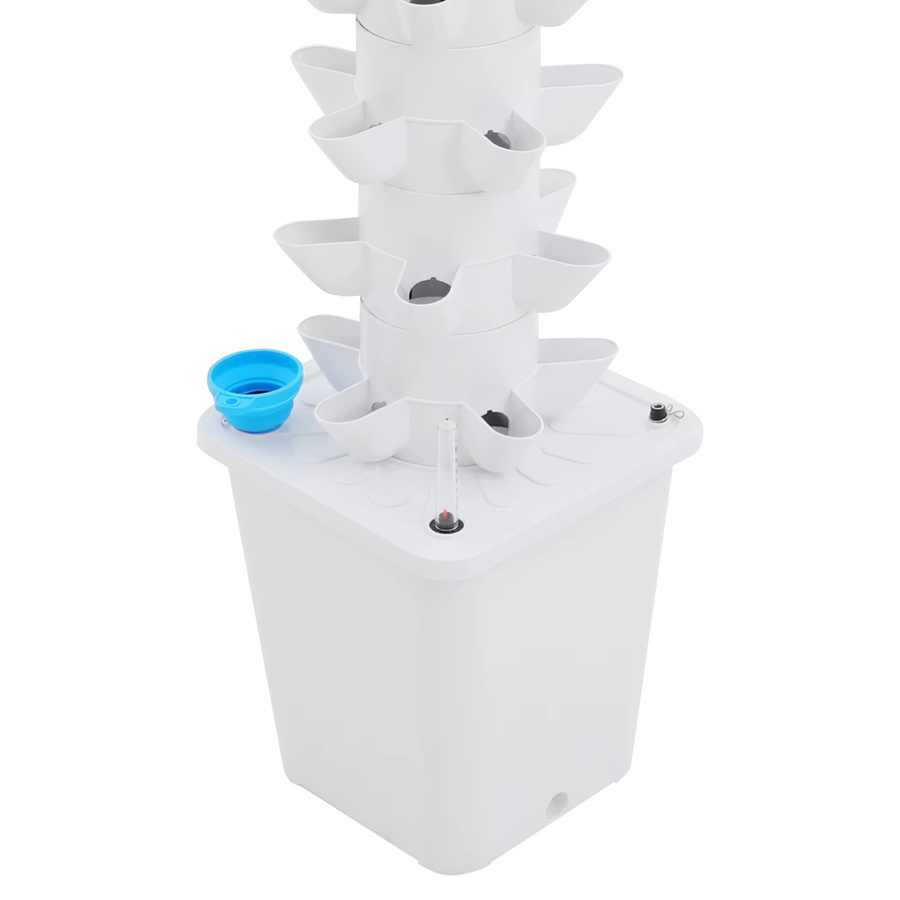 Bymaocar Hydroponik-Anzuchtset in Weiß mit 45 Pflanzstellen, 9 Etagen, Wasserstandsanzeige und Wasserpumpe für Gemüse, Obst und Blumen, Höhe: 115 cm, Breite: 25 cm, Tiefe: 26,5 cm - Bild 3
