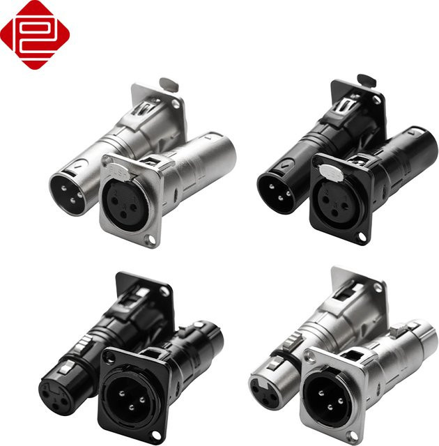 Pro C 3-Pin XLR auf XLR Stecker-Buchse lötfreier Einbau-Adapter mit Verriegelung - Bild 1