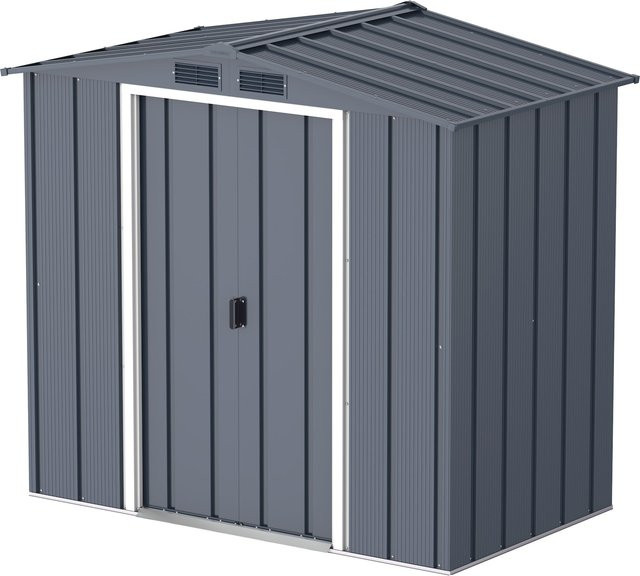 Duramax Metall-Gerätehaus in Anthrazit mit Schiebetüren, B/T/H: 202 x 113 x 181 cm - Bild 1