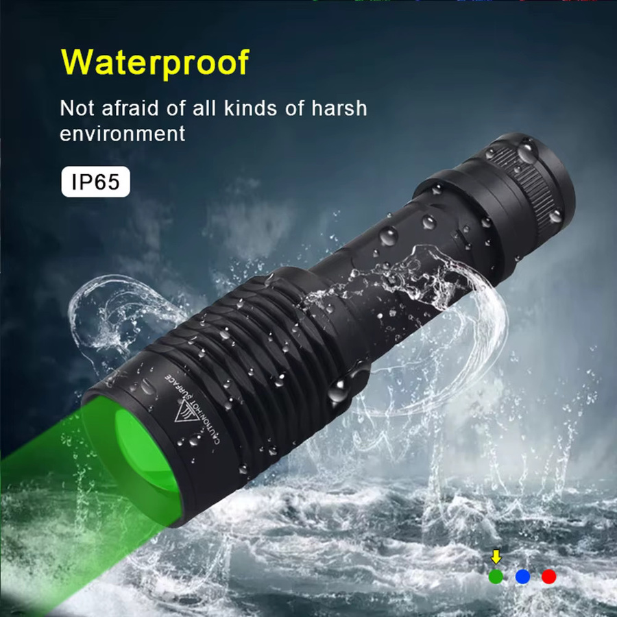 VASTFIRE LED Taktische Jagdtaschenlampe mit RGB-Funktion Weiß Rot Grün Schwarz, USB aufladbar und wasserdicht - Bild 3