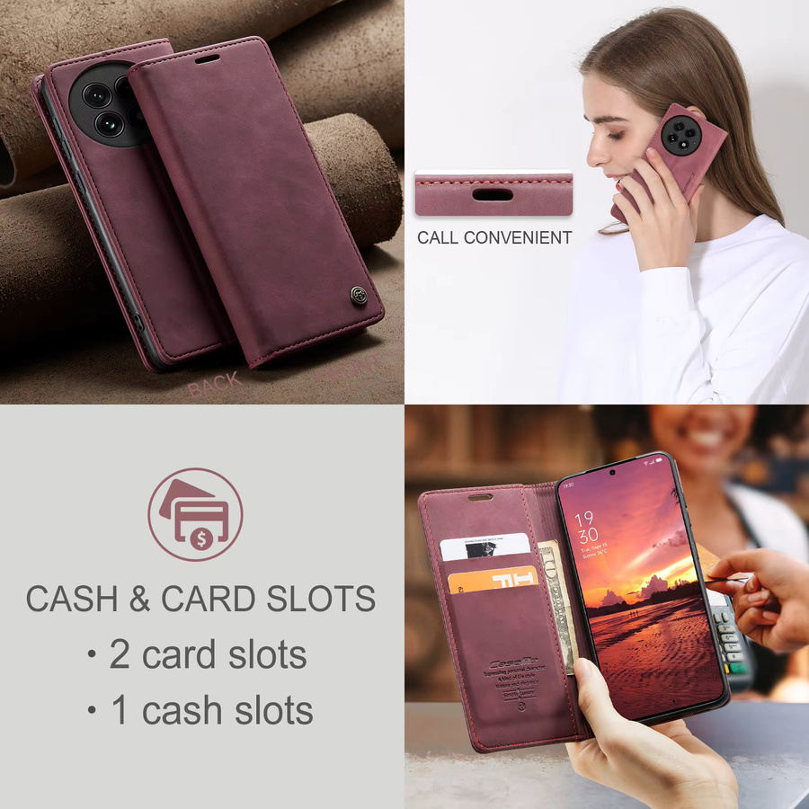 Luxuriöse Retro-Lederhülle für OnePlus 13 und OnePlus 12 mit Kartenfächern und Standfunktion in Braun - Bild 3