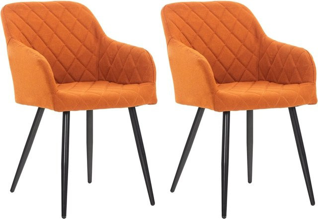 DELUKE 2er Set Esszimmerstühle LISAN in Orange mit Stoffbezug, B/T/H: 47 x 44 x 84 cm - Bild 1