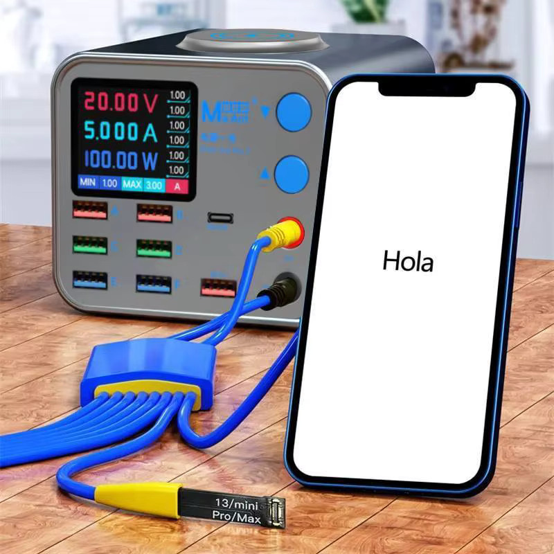 DianBa Nr. 1 PD 8-Port LCD Multifunktions-Schnellladegerät mit drahtlosem Laden und Strom-Datenleitungserkennung für die Einbrennreparatur - Bild 4