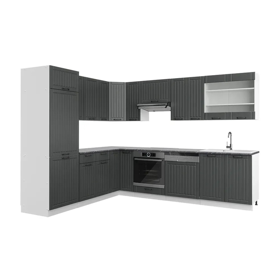Vicco Fame-Line Eckküche im Landhausstil in Anthrazit und Weiß, B/T/H: 227 x 287 cm - Bild 2