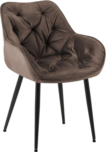DELUKE Esszimmerstuhl VIVI in Braun aus Samt mit Metallgestell, H: 83 cm, B: 58 cm, T: 62 cm - Bild 1