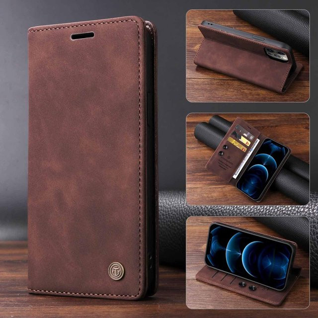 Vintage Leder Flip Case für Samsung Galaxy (A15, A54, A34, A24, A14, A05S, A32, A22, A23, A73, A53, A52S, A71, A51, M32 5G, M22) Brieftasche mit Kartensteckplatz und Buchständer in Dunkelbraun - Bild 1