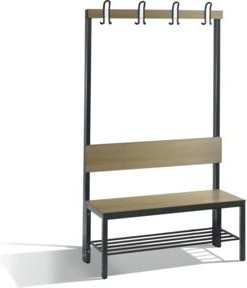 C+P Garderobenbank Basic Plus mit Rückenlehne und Schuhrost, Eiche Sereno, Gestell Schwarzgrau, H 165,0 cm x B 100,0 cm x T 40,7 cm - Bild 1
