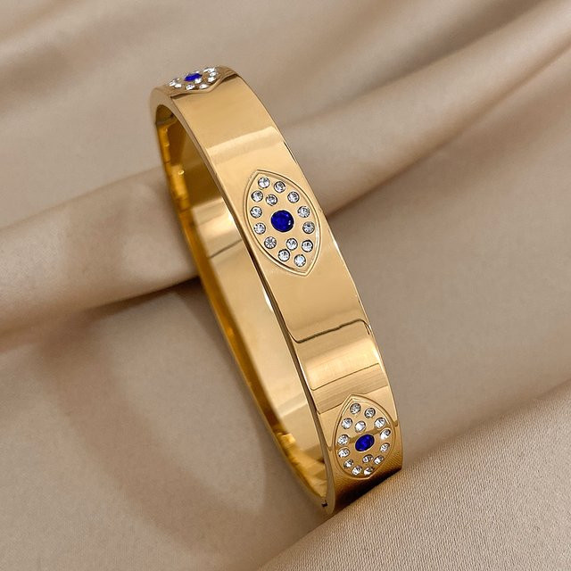 Greatera Armband, 316L Edelstahl, Blau, Strass Auge, Vergoldet, Damen - Bild 1