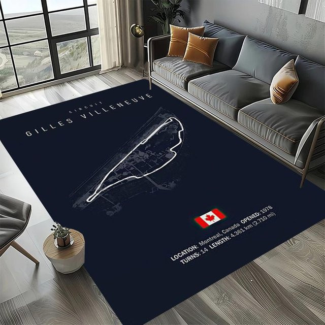 Magic Zhu Motorsport Teppich Formel 1 Design Imola Monaco Rennstrecke Blau B: 150 cm, T: 100 cm - Bild 1