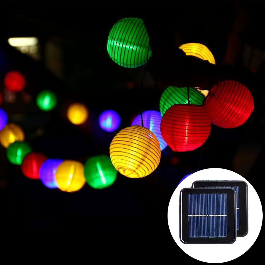 Solar LED Laternen Lichterkette im Boho-Stil für den Garten, Wasserdichte Solar-Lichterkette in Orange für Party und Outdoor-Dekoration - Bild 2