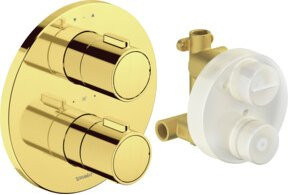Duravit Fertigmontageset UP-THM mit Thermostat und Safety Stop, Rosette rund, Gold poliert - Bild 1